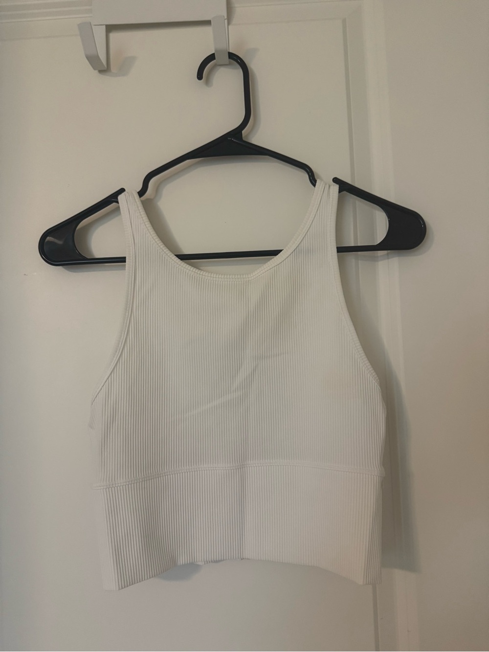 lululemon athletica White Ribbed High Neck Cropped Tank